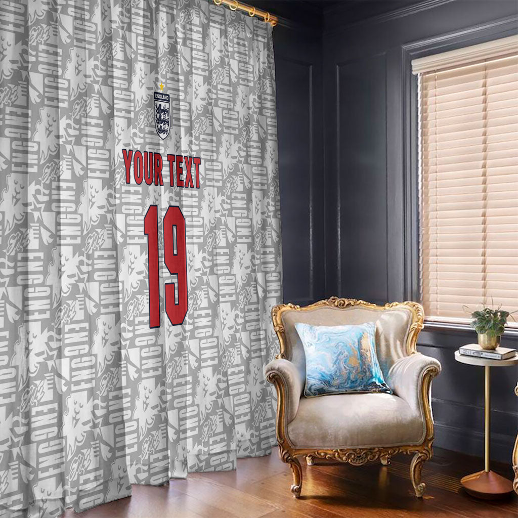 Custom World Football 2026 England Window Curtain Three Lions Monogram White Glory