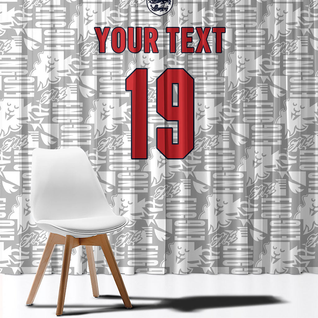 Custom World Football 2026 England Window Curtain Three Lions Monogram White Glory