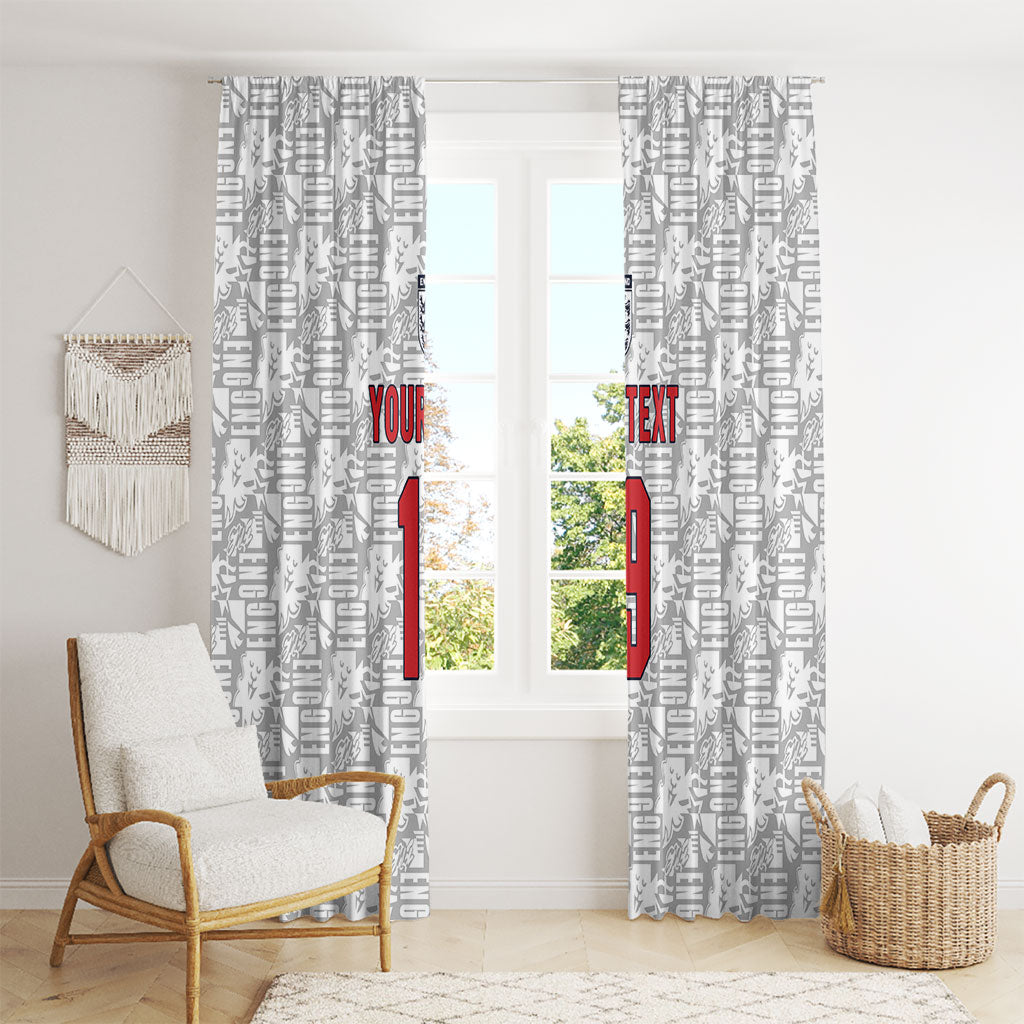Custom World Football 2026 England Window Curtain Three Lions Monogram White Glory