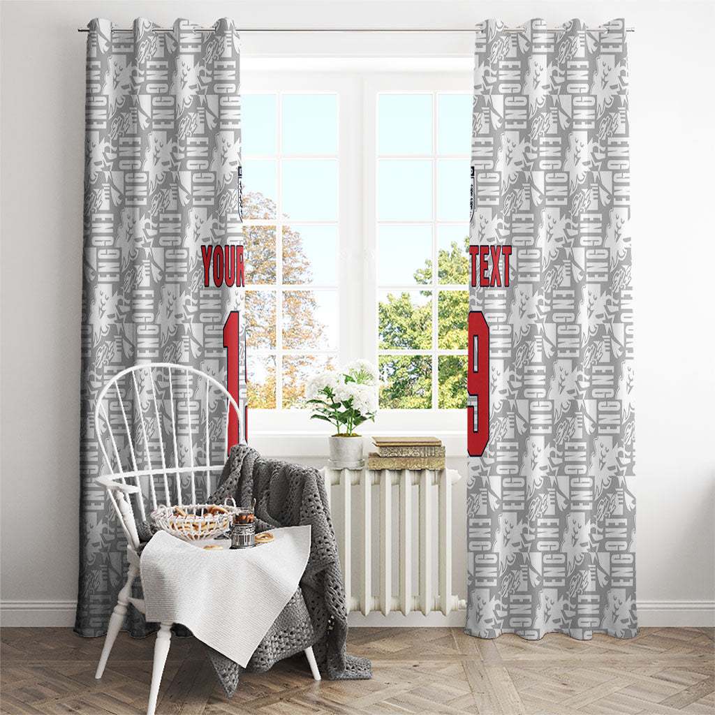 Custom World Football 2026 England Window Curtain Three Lions Monogram White Glory