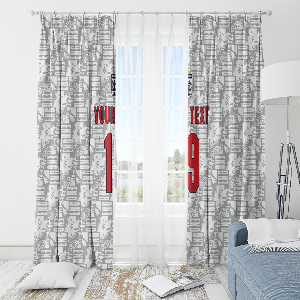 Custom World Football 2026 England Window Curtain Three Lions Monogram White Glory