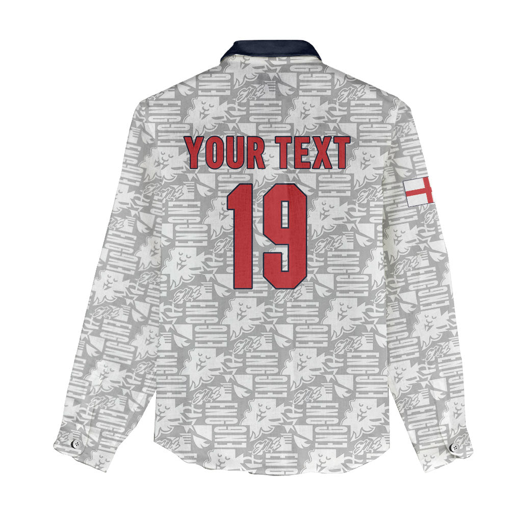 Custom World Football 2026 England Women Casual Shirt Three Lions Monogram White Glory