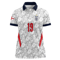 Custom World Football 2026 England Women Polo Shirt Three Lions Monogram White Glory