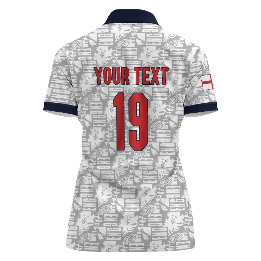 Custom World Football 2026 England Women Polo Shirt Three Lions Monogram White Glory