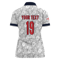 Custom World Football 2026 England Women Polo Shirt Three Lions Monogram White Glory
