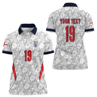 Custom World Football 2026 England Women Polo Shirt Three Lions Monogram White Glory