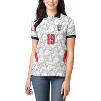 Custom World Football 2026 England Women Polo Shirt Three Lions Monogram White Glory