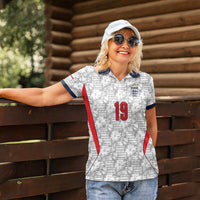 Custom World Football 2026 England Women Polo Shirt Three Lions Monogram White Glory