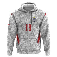 Custom World Football 2026 England Zip Hoodie Three Lions Monogram White Glory