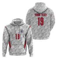 Custom World Football 2026 England Zip Hoodie Three Lions Monogram White Glory