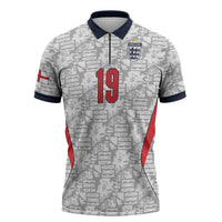 Custom World Football 2026 England Zipper Polo Shirt Three Lions Monogram White Glory