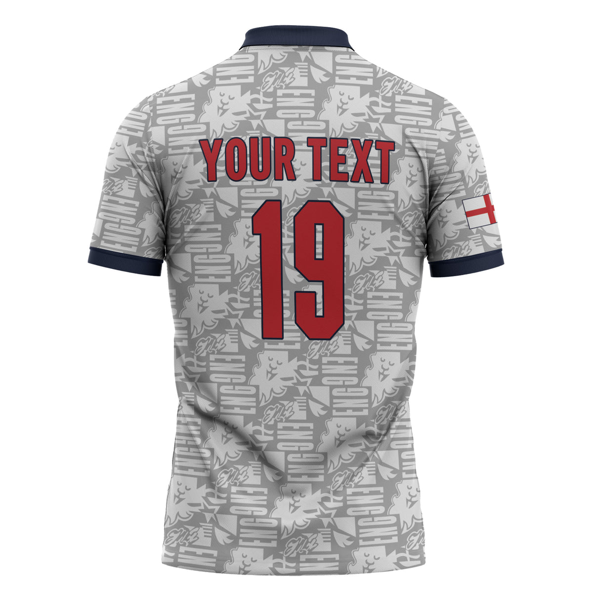 Custom World Football 2026 England Zipper Polo Shirt Three Lions Monogram White Glory