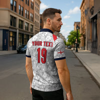 Custom World Football 2026 England Zipper Polo Shirt Three Lions Monogram White Glory