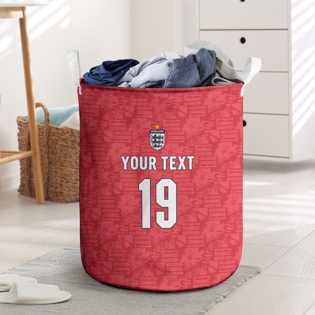 Custom World Football 2026 England Laundry Basket Three Lions Monogram Red Glory
