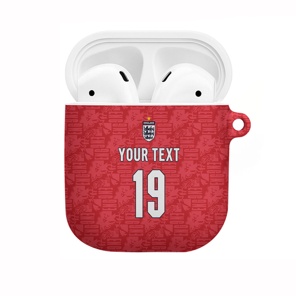 Custom World Football 2026 England AirPods Case Three Lions Monogram Red Glory