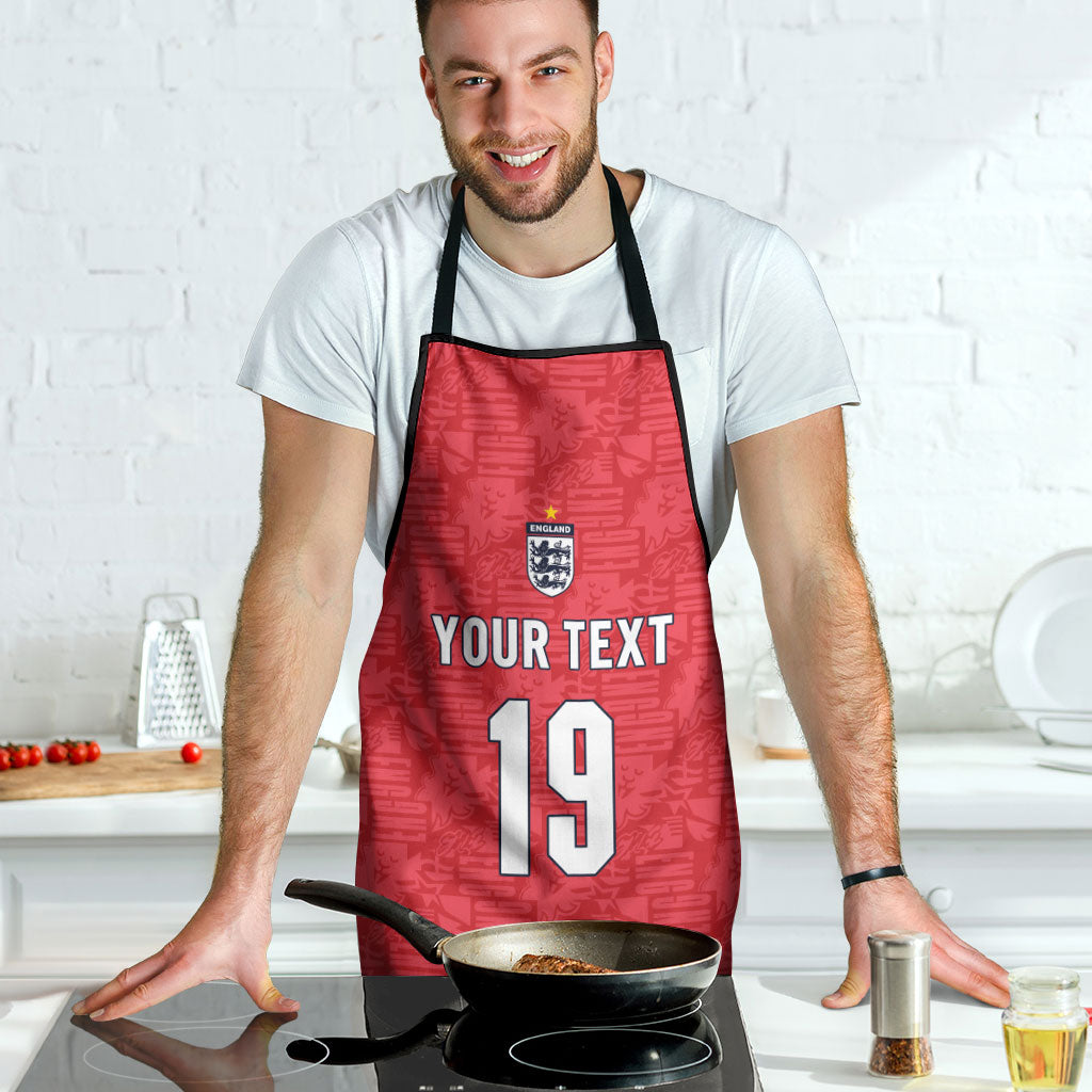 Custom World Football 2026 England Apron Three Lions Monogram Red Glory