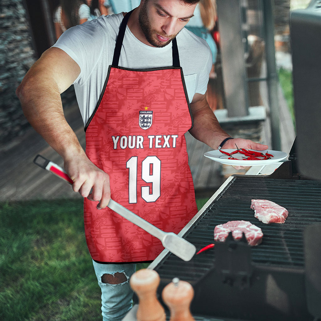 Custom World Football 2026 England Apron Three Lions Monogram Red Glory