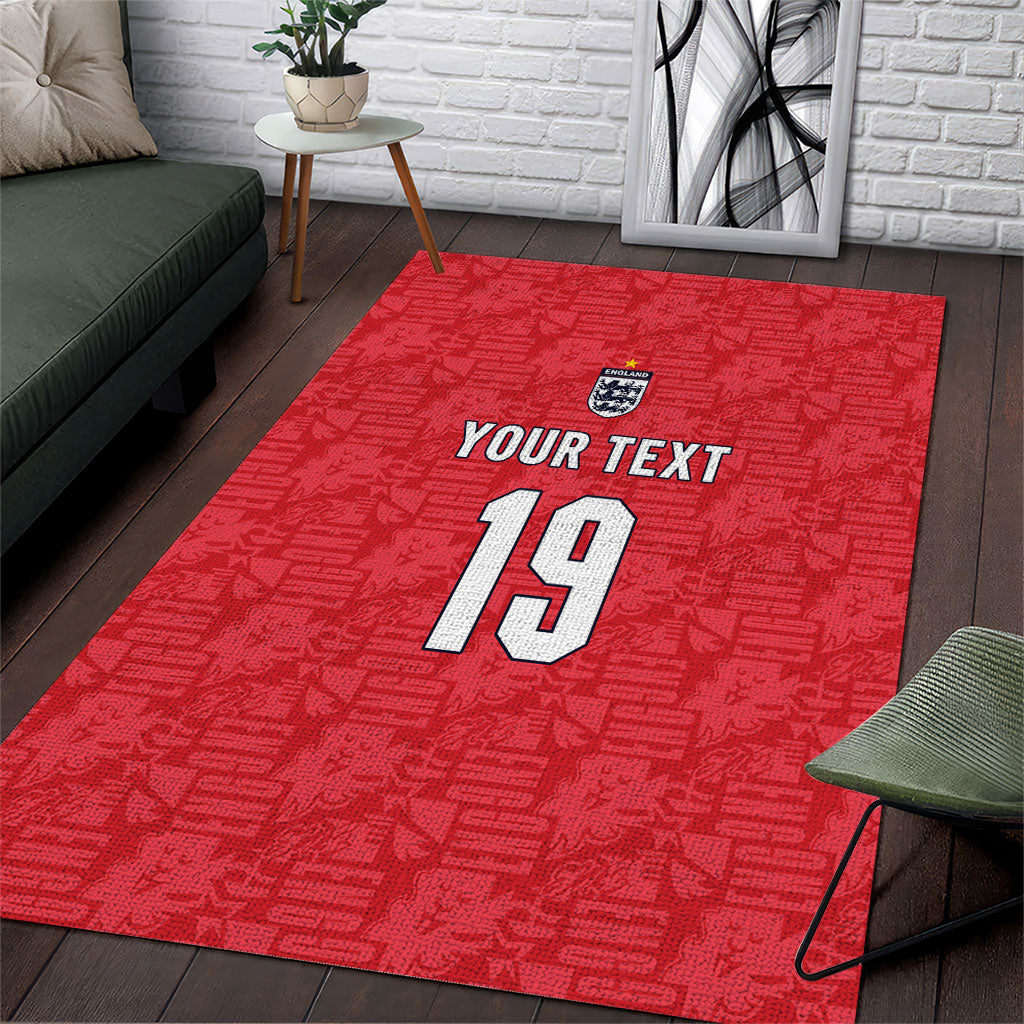 Custom World Football 2026 England Area Rug Three Lions Monogram Red Glory
