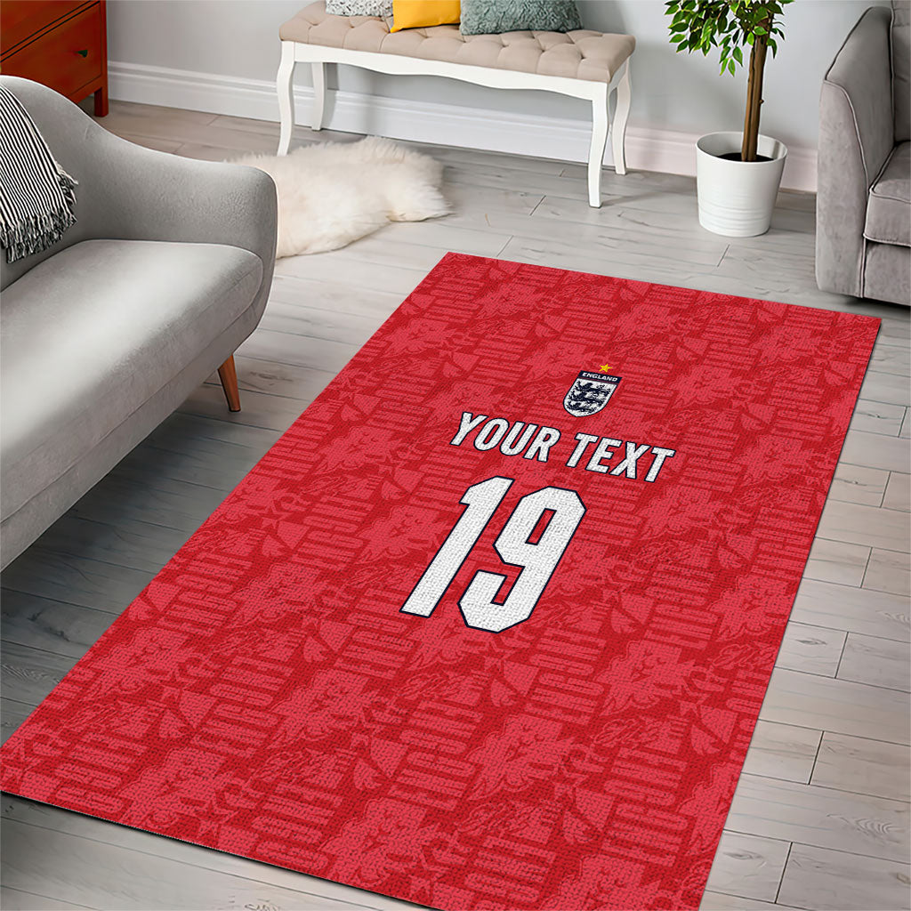 Custom World Football 2026 England Area Rug Three Lions Monogram Red Glory