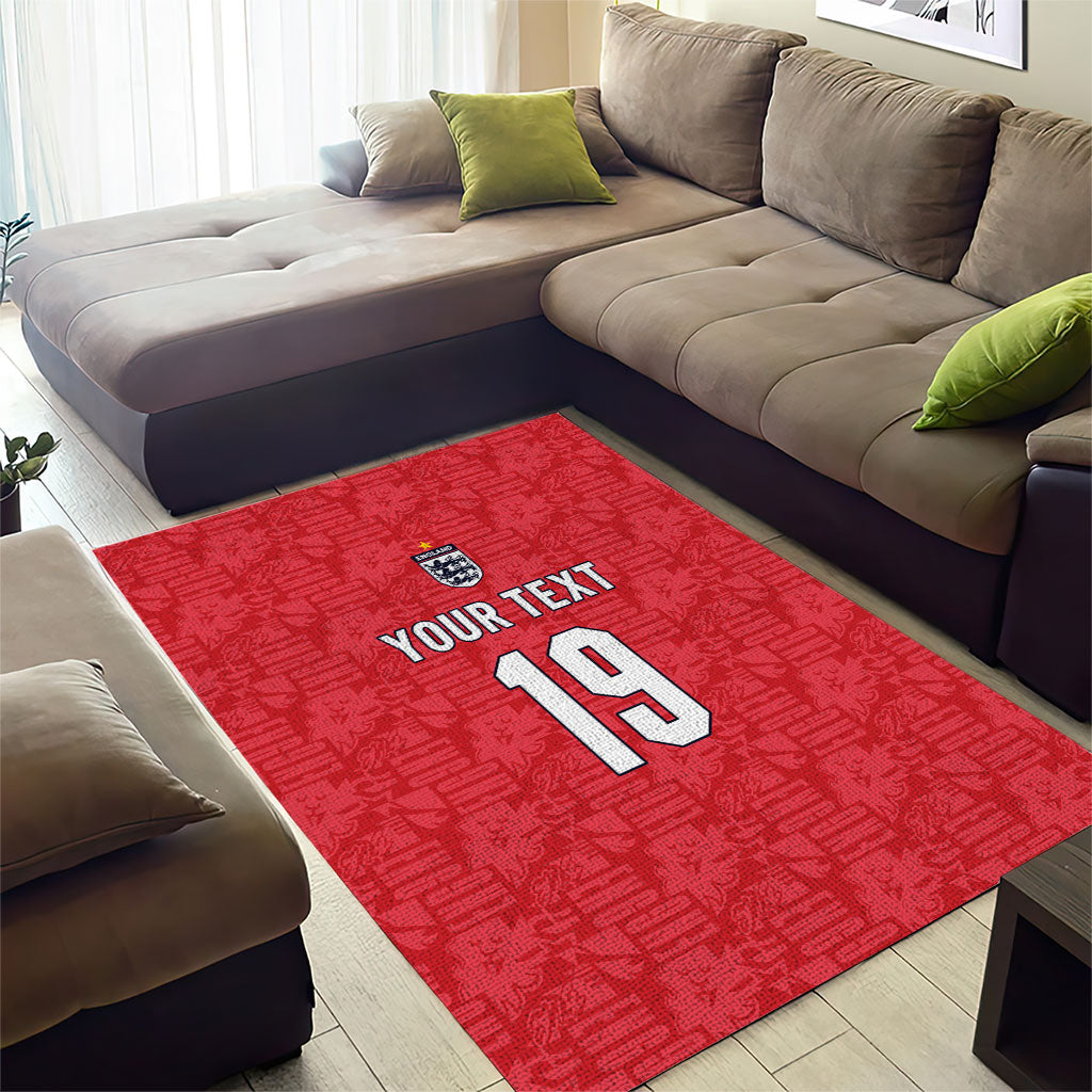 Custom World Football 2026 England Area Rug Three Lions Monogram Red Glory