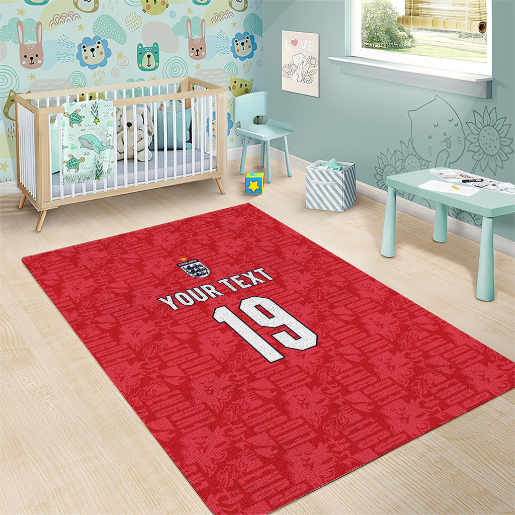 Custom World Football 2026 England Area Rug Three Lions Monogram Red Glory