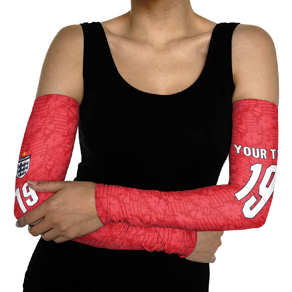 Custom World Football 2026 England Arm Sleeves Three Lions Monogram Red Glory