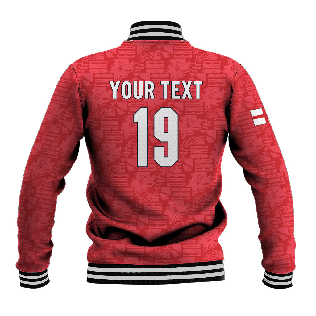 Custom World Football 2026 England Baseball Jacket Three Lions Monogram Red Glory