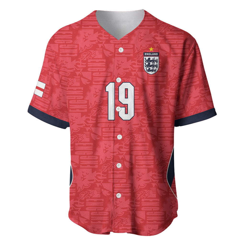 Custom World Football 2026 England Baseball Jersey Three Lions Monogram Red Glory