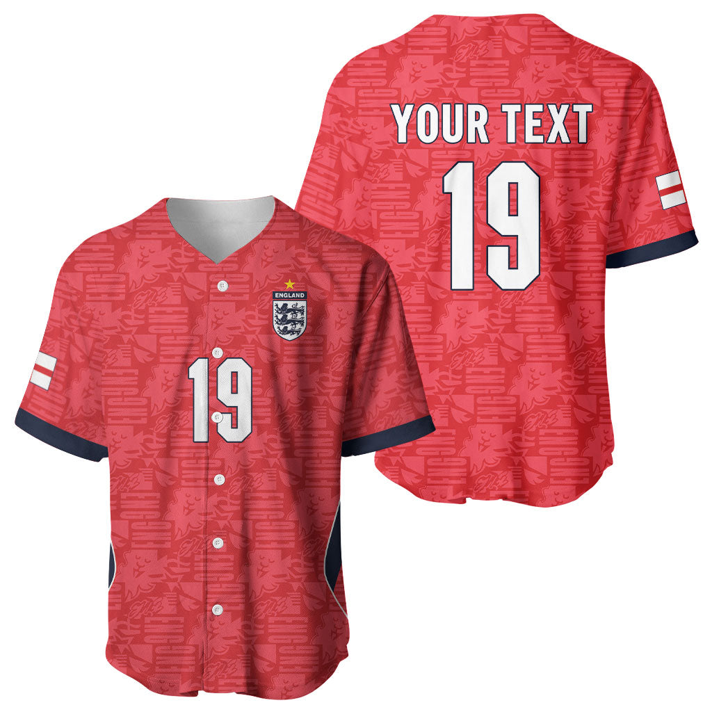 Custom World Football 2026 England Baseball Jersey Three Lions Monogram Red Glory