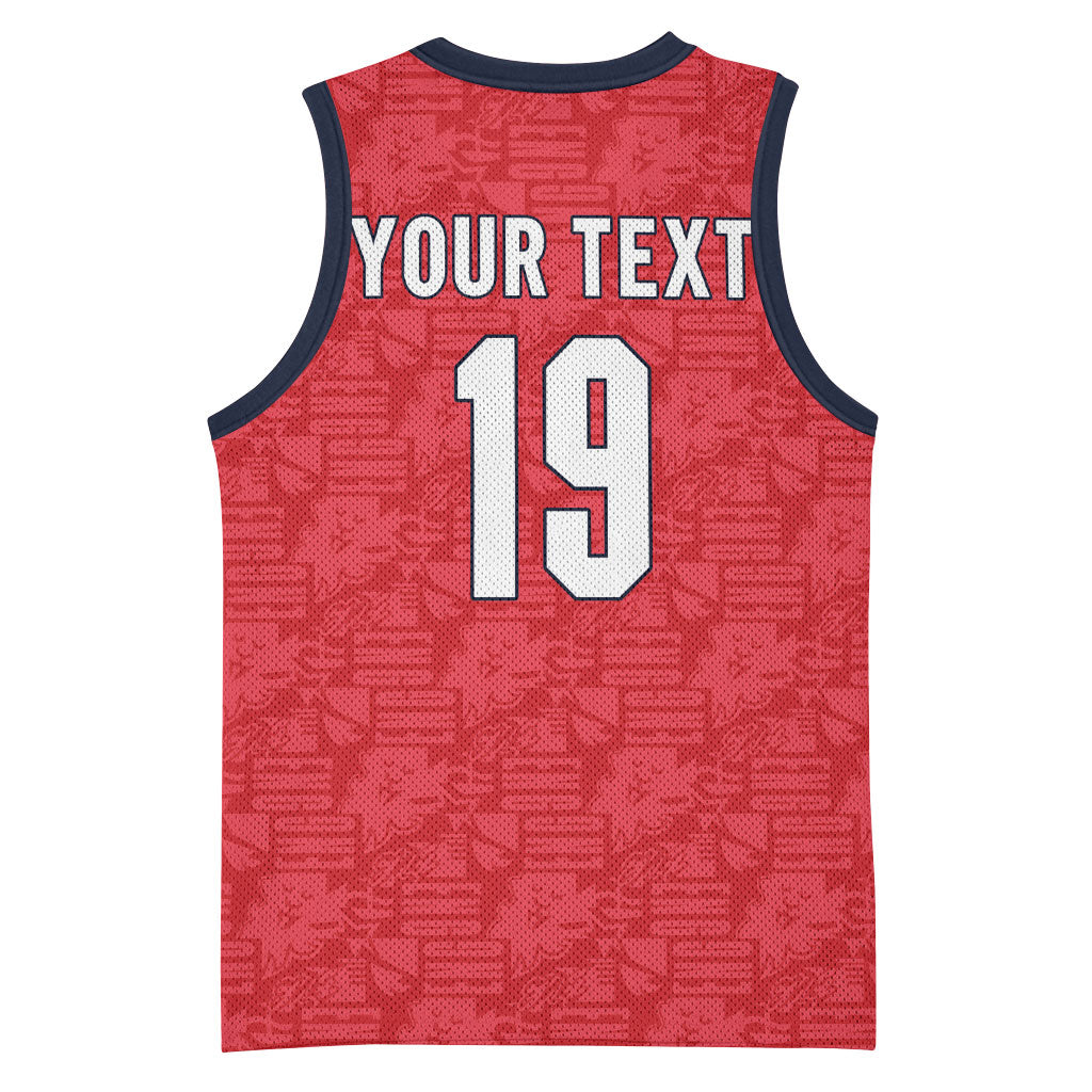Custom World Football 2026 England Basketball Jersey Three Lions Monogram Red Glory