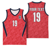 Custom World Football 2026 England Basketball Jersey Three Lions Monogram Red Glory