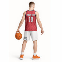 Custom World Football 2026 England Basketball Jersey Three Lions Monogram Red Glory