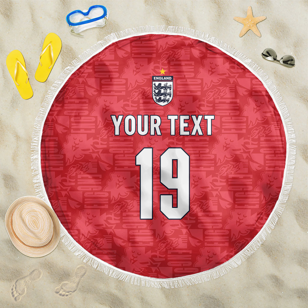 Custom World Football 2026 England Beach Blanket Three Lions Monogram Red Glory