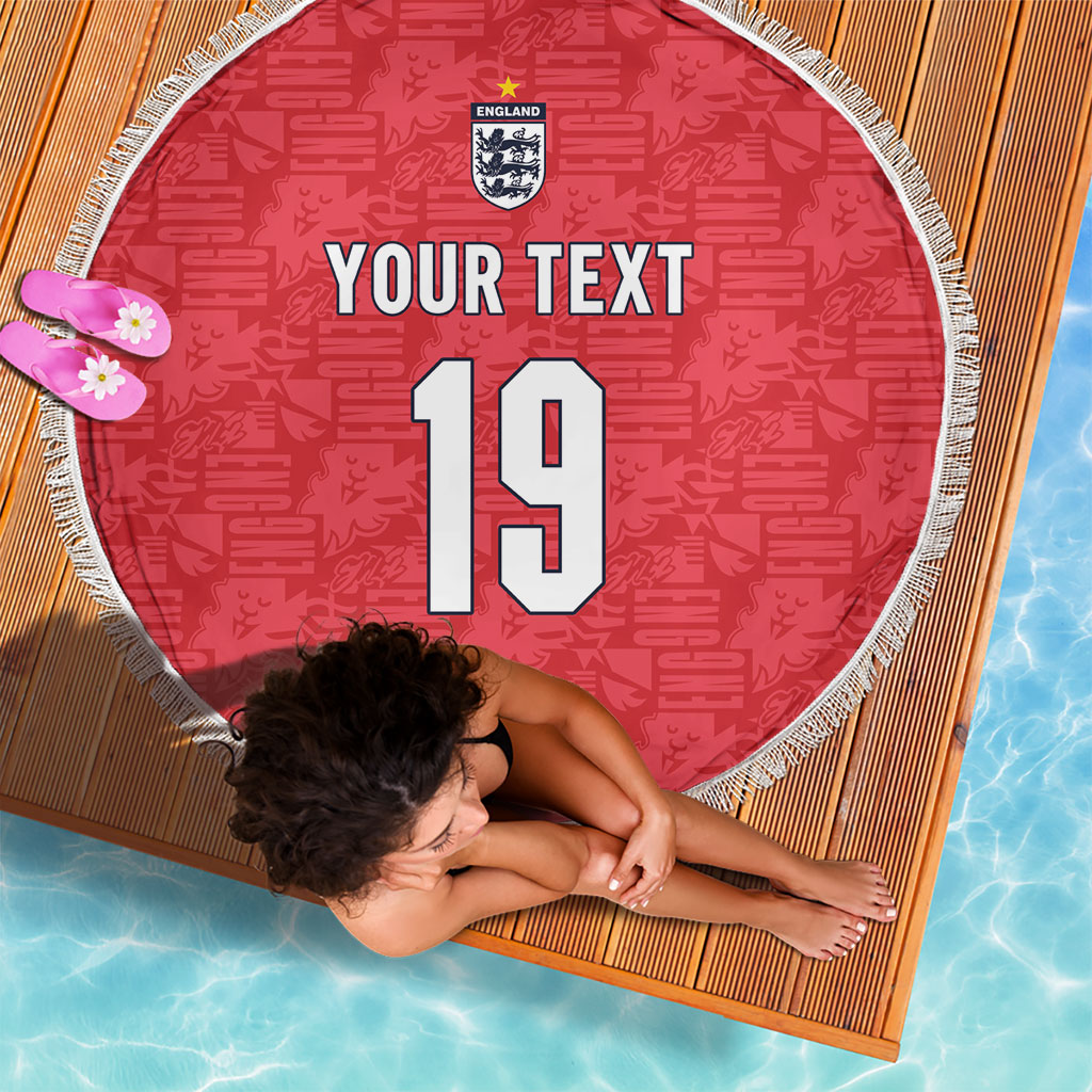 Custom World Football 2026 England Beach Blanket Three Lions Monogram Red Glory