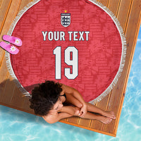 Custom World Football 2026 England Beach Blanket Three Lions Monogram Red Glory