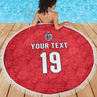 Custom World Football 2026 England Beach Blanket Three Lions Monogram Red Glory