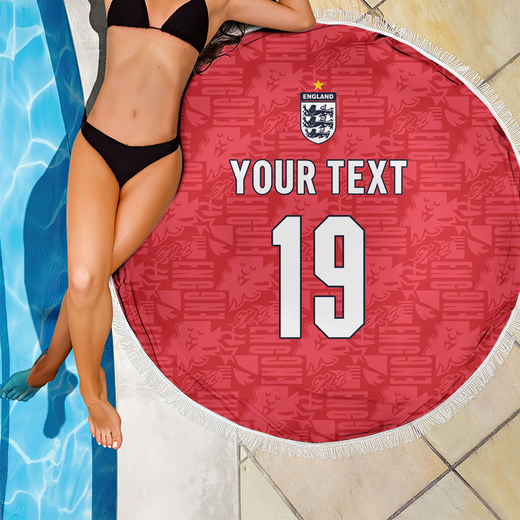Custom World Football 2026 England Beach Blanket Three Lions Monogram Red Glory