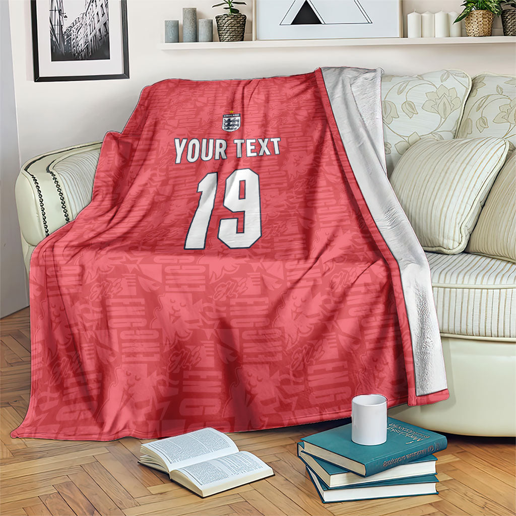 Custom World Football 2026 England Blanket Three Lions Monogram Red Glory
