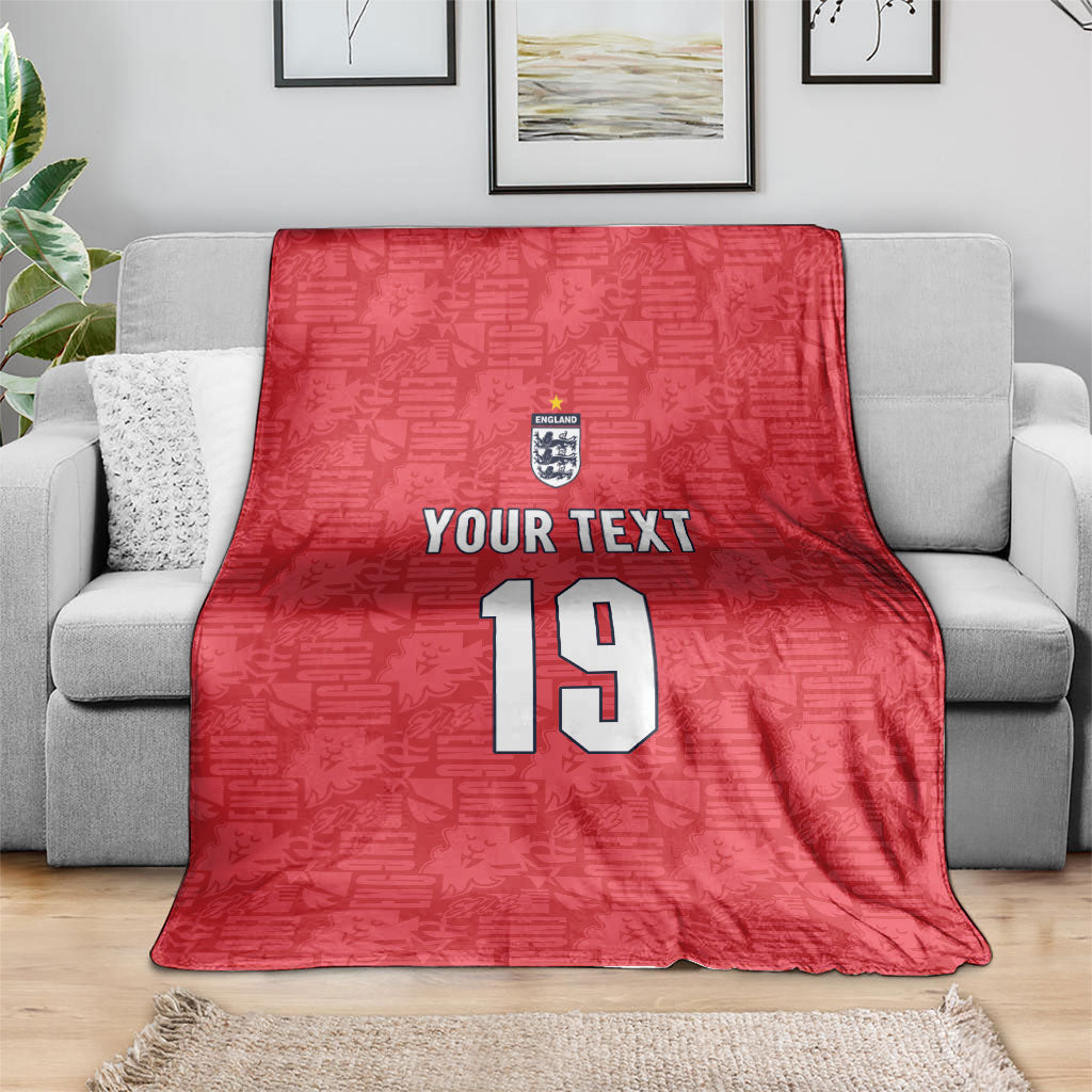 Custom World Football 2026 England Blanket Three Lions Monogram Red Glory