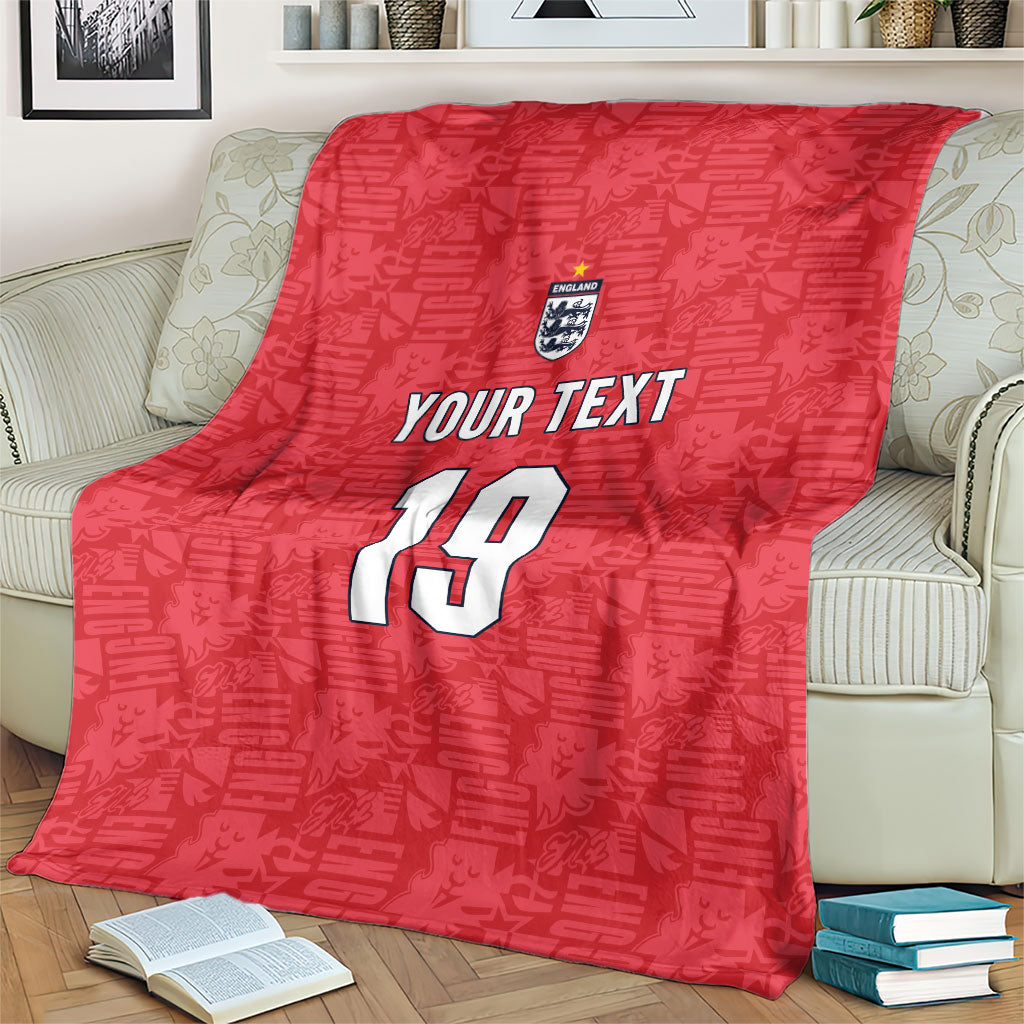 Custom World Football 2026 England Blanket Three Lions Monogram Red Glory