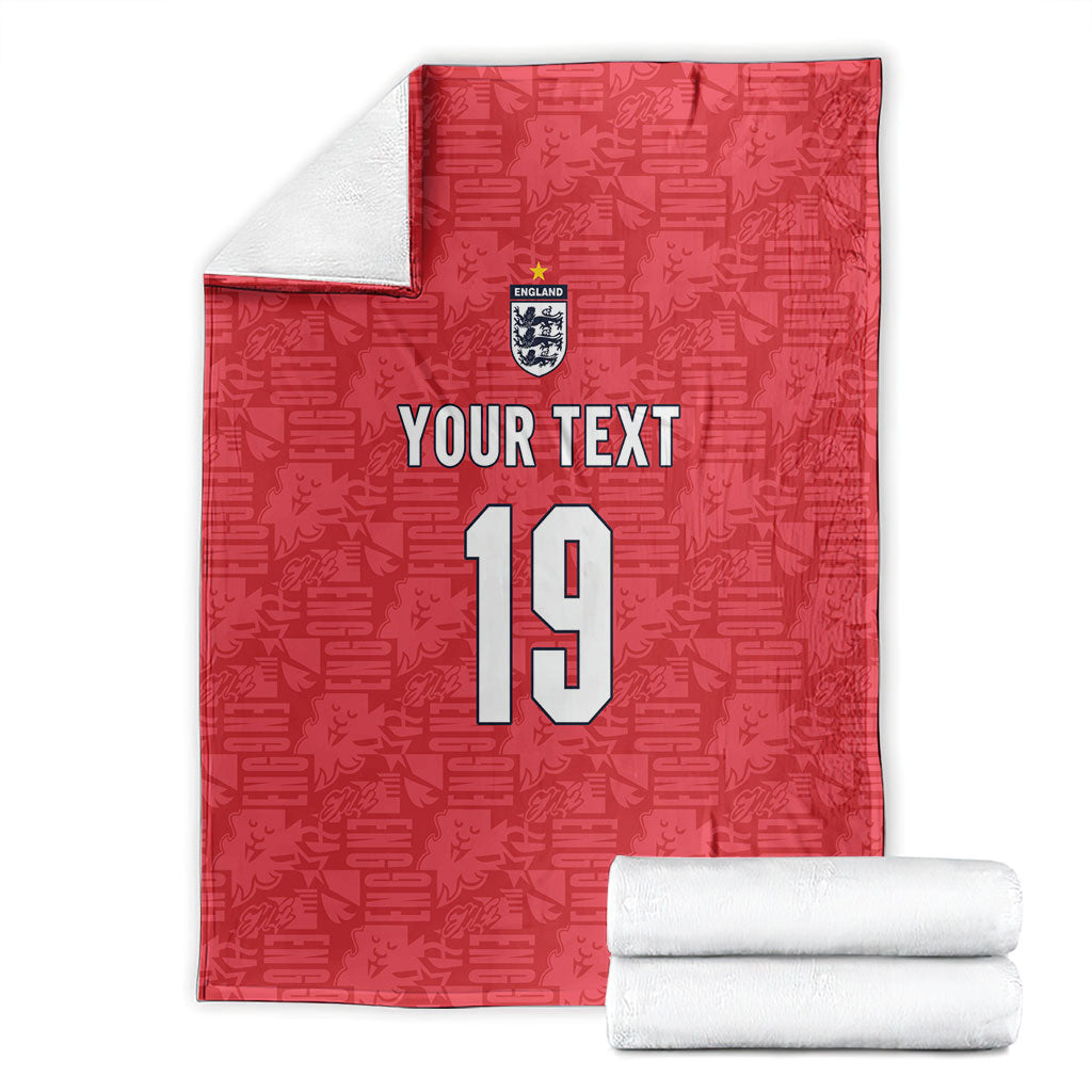 Custom World Football 2026 England Blanket Three Lions Monogram Red Glory