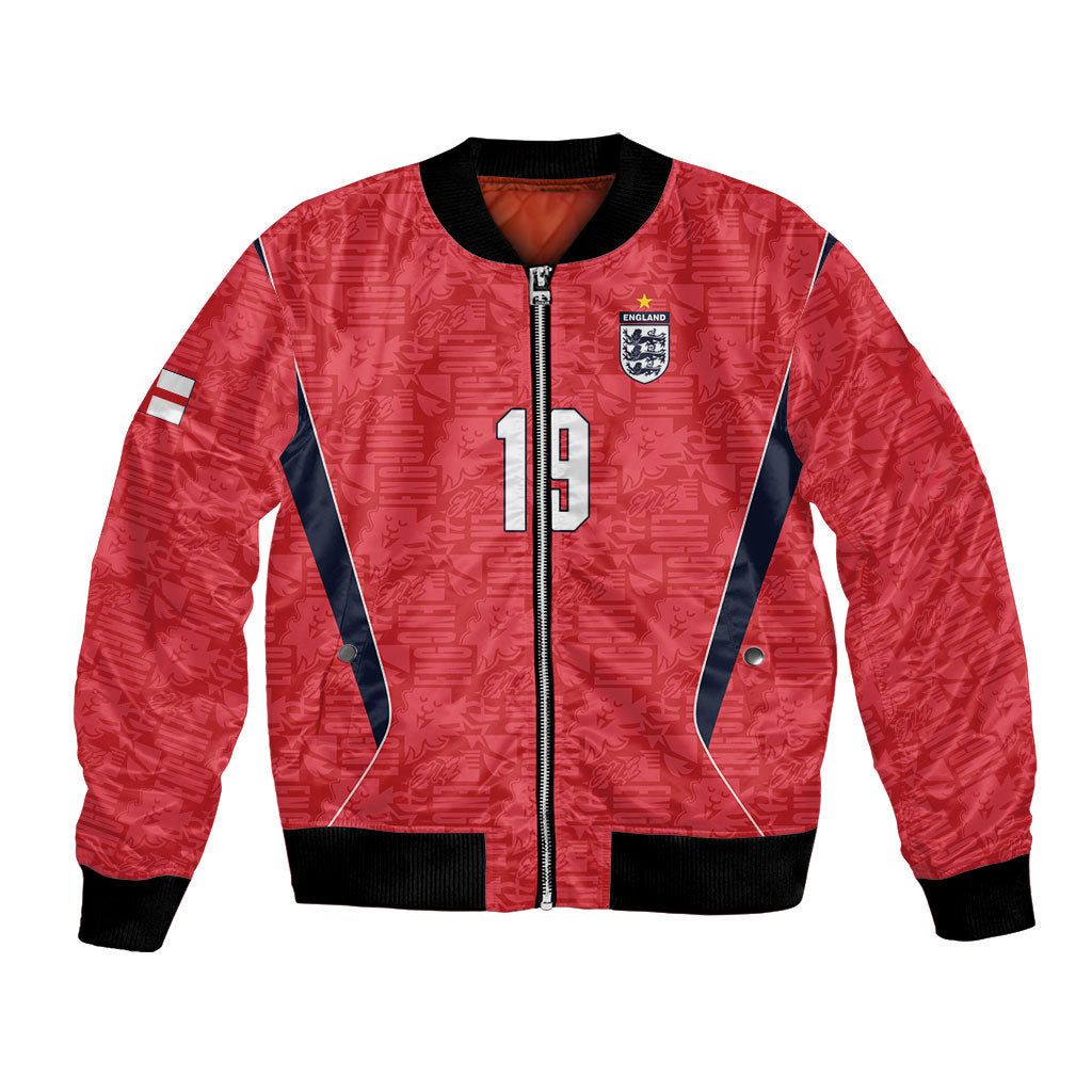 Custom World Football 2026 England Bomber Jacket Three Lions Monogram Red Glory