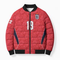 Custom World Football 2026 England Bomber Puffer Jacket Three Lions Monogram Red Glory