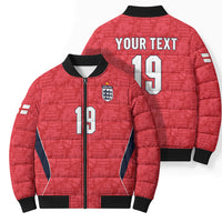 Custom World Football 2026 England Bomber Puffer Jacket Three Lions Monogram Red Glory