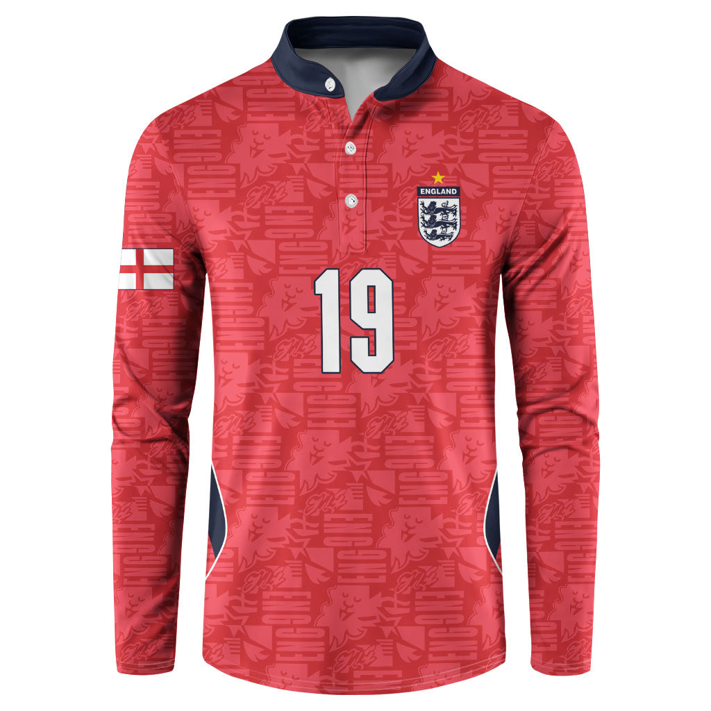Custom World Football 2026 England Button Sweatshirt Three Lions Monogram Red Glory