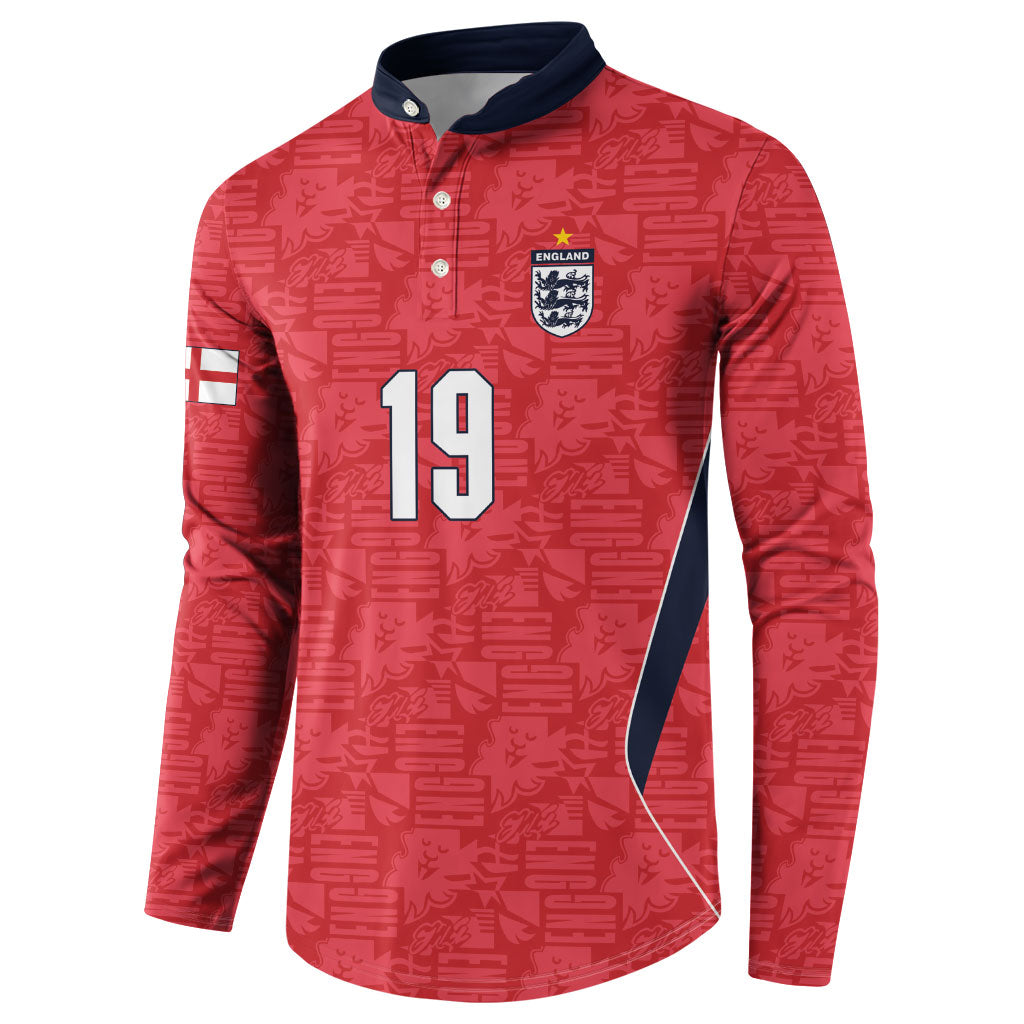 Custom World Football 2026 England Button Sweatshirt Three Lions Monogram Red Glory