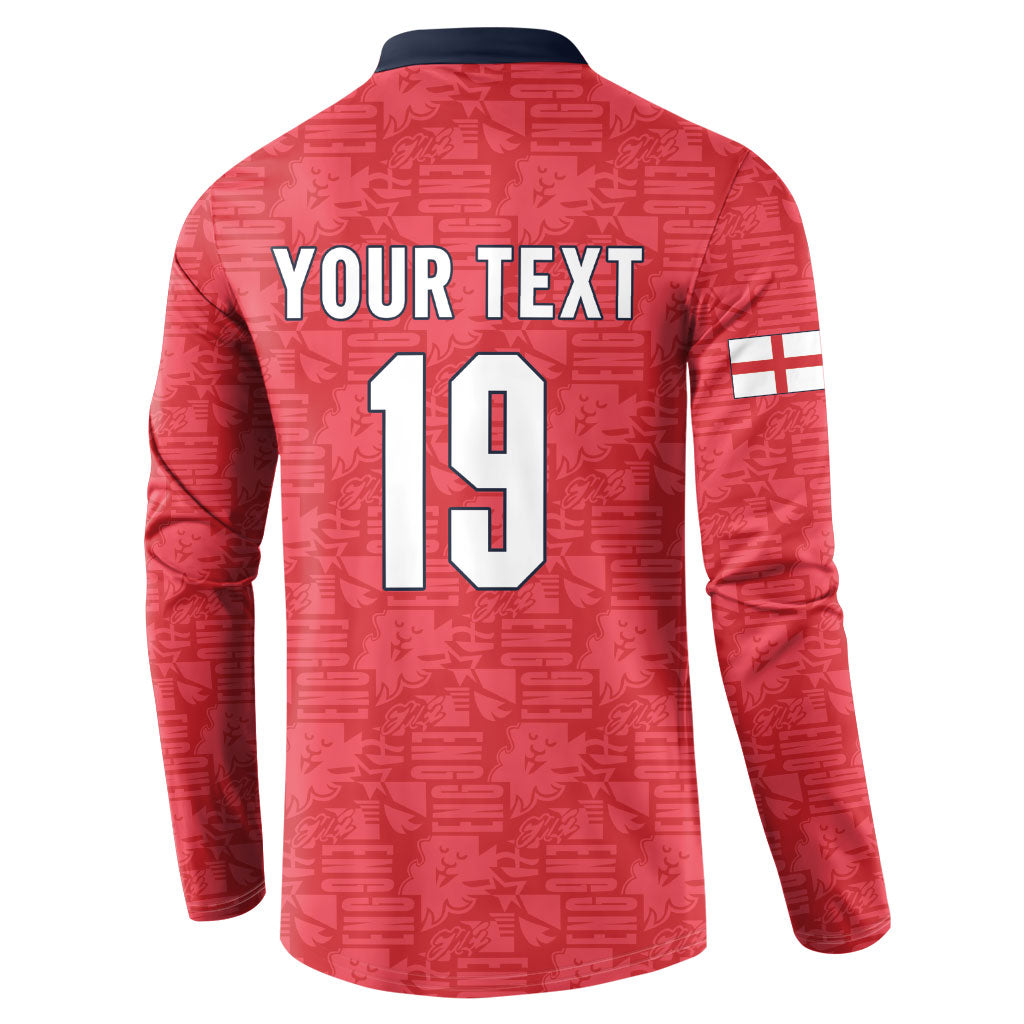 Custom World Football 2026 England Button Sweatshirt Three Lions Monogram Red Glory