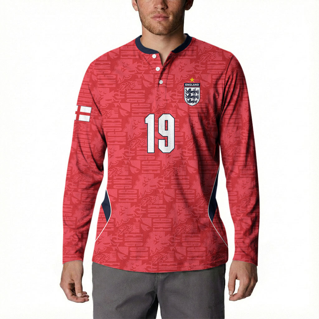 Custom World Football 2026 England Button Sweatshirt Three Lions Monogram Red Glory