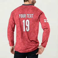 Custom World Football 2026 England Button Sweatshirt Three Lions Monogram Red Glory