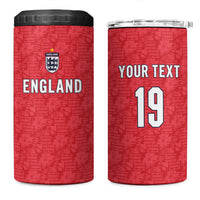 Custom World Football 2026 England 4 in 1 Can Cooler Tumbler Three Lions Monogram Red Glory
